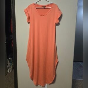 Capella Coral Solid Tee Dress